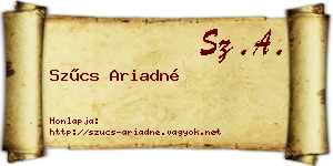 Szűcs Ariadné névjegykártya